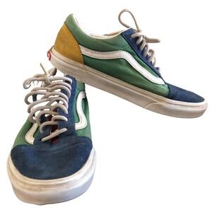 Vans Old Skool Low Top Lace Up Green Blue Yellow Skate Sneakers Men's 7.5 500714
